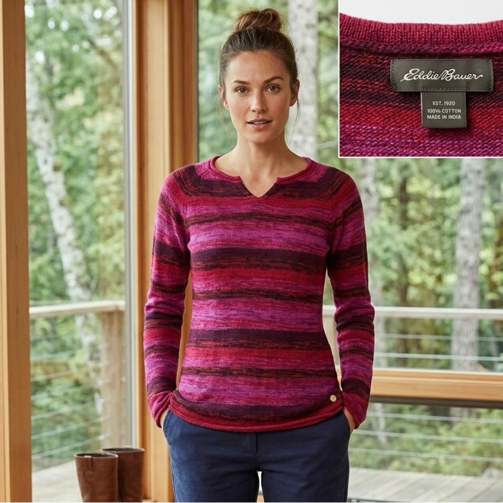 *RARE* 100% Cotton Multi-Color Striped Pullover Sweater
